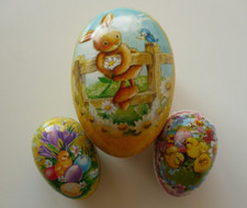 3 Ostereier aus Pappe zum Befüllen, Papp Ei, Füll Ei, Firma Nestler, Hase Küken