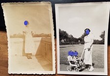 Berlin - Lichtenrade - 1935 & 1937 - Frau auf Balkon & mit Kinderwagen / 2x Foto