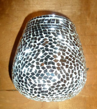 Vase Windlicht  Kerzenhalter Deko Glas Mosaik Silber Spiegel Weihnachten Advent