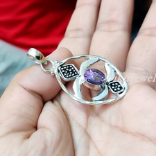 Facettierter Amethyst Edelstein 925 Sterling Silber Schildkröte Anhänger für ...
