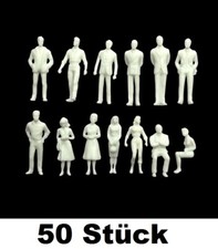 50 Stk. Modellbau WEISS Figuren Maßstab M 1:50 Architektur Menschen Mini weiß