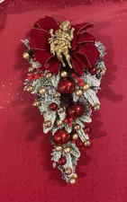 Weihnachten Tür / Wand Gesteck Gold Rot Engel Dekoration