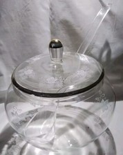 Glas Bowle Bowletopf  Weinlaub Dekor weiß Goldrand