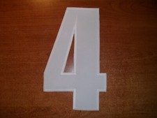 Zahl 4 Bügelbild Stoff 24,8cm groß weiß Aufbügeln Tricot Aufnäher