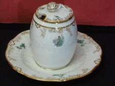 MEISSEN WATTEAU MALEREI KUPFERGRÜN DEKOR 273124 MARMELADEN - SENF DOSE 1.WAHL