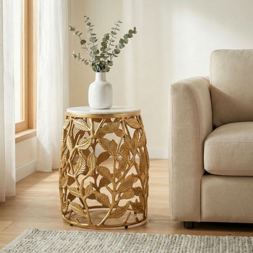 Beistelltisch 40cm gold marmor - 40cm,