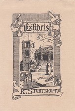 Exlibris Bookplate Klischee Walter W. Sturtzkopf 1871-1898 Malutensilien Ruine