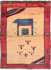 Original Perserteppich Gabbeh Ghashghai Orientteppich 159 cm x 118 cm Alt Natur