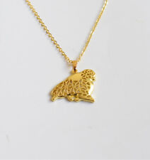 Halskette mit Anhänger Form Pomeranian Spitz. Hund Schmuck - Zwergspitz. Gold