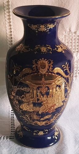 Prunkvase kobaltblau gold - kobaltblau,