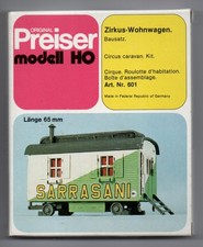 Preiser 601 Zirkus Wohnwagen SARRASANI - Bausatz aus Kunststoff - H0 - OVP