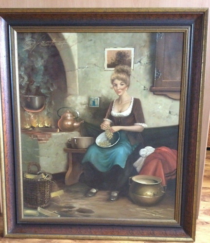 öl gemälde interieur dame - Öl-gemälde,,