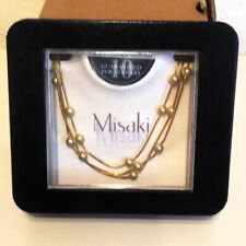 Misaki Halskette Schlangenkette 3fach gold Perlen Vintage wie neu, siehe Text