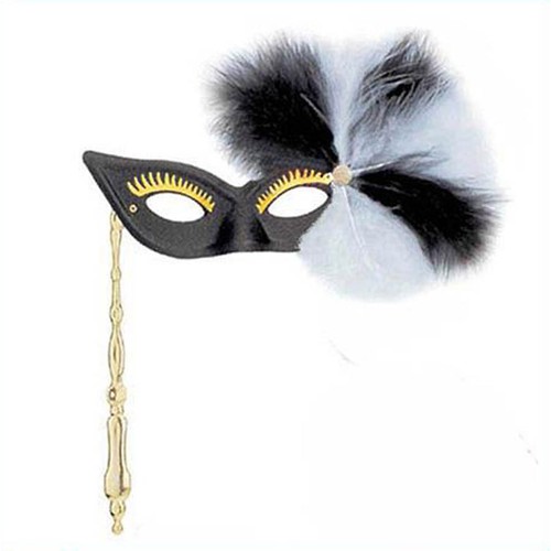 Stabmaske schwarz feder - feder, #