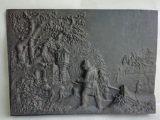 Wandbild Eisen alt Gusseisen ca. 37x27 cm 4,5 Kg. Jagd Jäger Motiv Ofenkachel