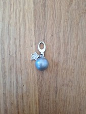 Original Silber 925 JETTE Joop Charms Anhänger graue Perle mit Zirkonia Stern
