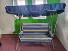 Angerer Hollywoodschaukel 2-sitzer mit dach bezug und Polstern grau-blau gestr.