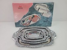 Servier-Set 4 Teile NIROSTA Fackelmann Buffetplatte Hochglanz Verchromt #254947