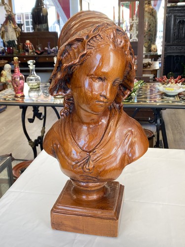 Holzbüste junge dame mit - junge,