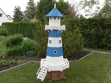 Leuchtturm Holz blau - weiß
