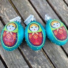 3 x Glasei Glas Ostereier 7cm