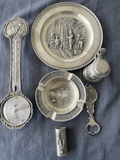 Zinn Konvolut - wie neu - Thermometer, Becher, Teller, Ascher, Feuerzeug, Öffner