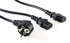 NETZKABEL Y-Ausführung für 2 Kaltgeräteanschlüsse, Schutzkontaktstecker 1,8 m