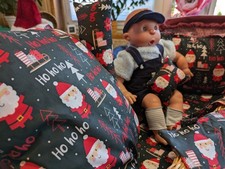 6 -tlg. - Kissen Set- Puppenbett Puppenwagen Garnitur Weihnachten Weihnachtsmann