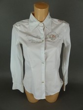 Gaastra Damen Bluse Hemdbluse Regular langarm weiß uni Print vorne Gr. XS (MY)