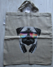 Tasche Baumwolle beige Mops