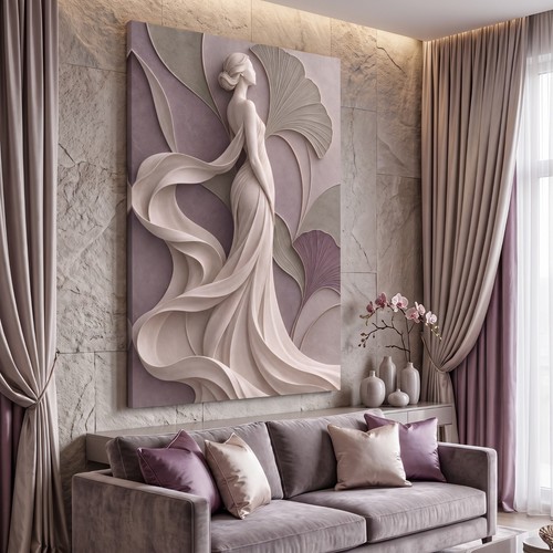 Wandbild elegante frau ginkgo - wandbild,