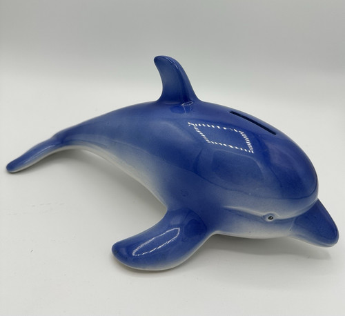 Große keramik spardose - keramik, delfin