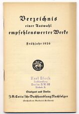 J. G. COTTA’sche BUCHHANDLUNG★VERZEICHNIS★Berlin 1926★40 Seiten★