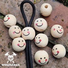 Großlochperlen 10 x Naturholz Perlen Lächelndes Gesicht basteln Holzperlen