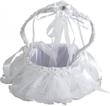 Streukörbchen Satin Blumenkinder Blumenkörbchen Blumen Streu Korb Hochzeit Weiß