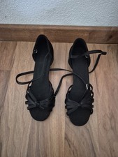 Tanzschuhe Damen, Größe 39,  schwarz, Satin, Rauledersohle