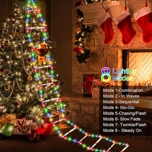 Weihnachtsmann auf leiter led - auf,