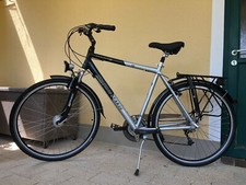 Fahrrad, 28 Zoll, Erwachsene, schwarz, silber, mit Gepäckträger, 21 Gänge