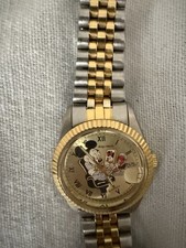 ⭐️digi Tech Mickey Mouse Uhr Gold Damen Uhr Kunststoff Armband guter Zustand⭐️