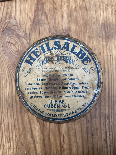 Antike blechdose heilsalbe - heilsalbe, j