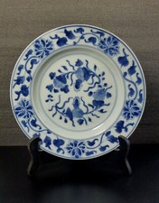 Epoche Kangxi ~1720 China Porzellan Teller Lotus Blau antik Qing Dynastie