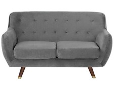 Modernes 2er Retro-Sofa aus Samtstoff in Grau Bodo