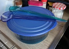 Tupperware Schüssel Eleganzia Salatschüssel Blau 2,3 L Mit Deckel plus Besteck