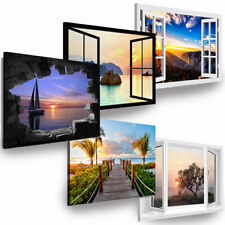 WANDBILDER Strand Meer LEINWAND BILDER Wald See KUNSTDRUCKE Fenster WANDDEKO ART