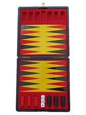 Backgammon Reiseformat Klappbar Mitbringspiel 2 Spieler Schwarz Rot Würfel
