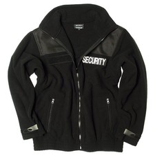 SECURITY Fleecejacke schwarz S-3XL MIL-TEC SEC Kälteschutz Jacke mit Patches