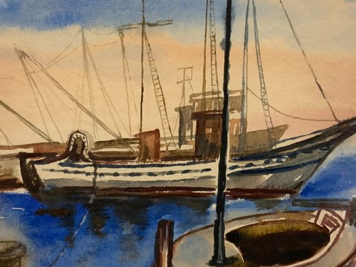 Gerahmtes aquarell boote - gerahmtes,