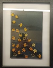 Fallende Ginkgo-Blätter Neu Unikat Handarbeit Epoxid Rahmen 40 x 30 cm 