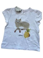 Gucci Kinder T-Shirt Gr. 52 Weiß Katze Ananas Print Casual