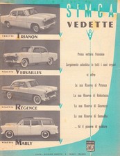 SIMCA VEDETTE V8 Versailles Trianon Regence Prospekt Brochure Sheet 13